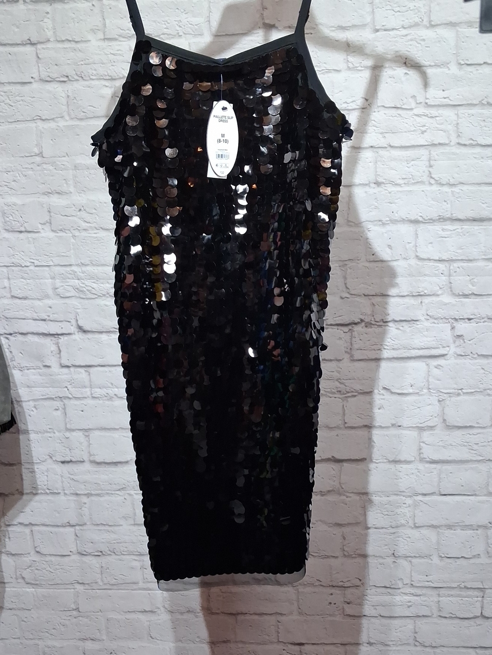 Black Sequin Midi Slip Dress - Women